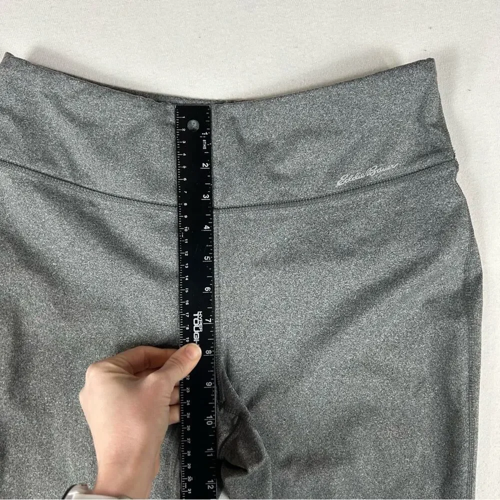 Eddie Bauer Gray Capri Crop Leggings Womens M Medium Key Pocket Mid Rise Pull On